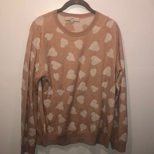 Ann Taylor LOFT pink heart sweater size XL